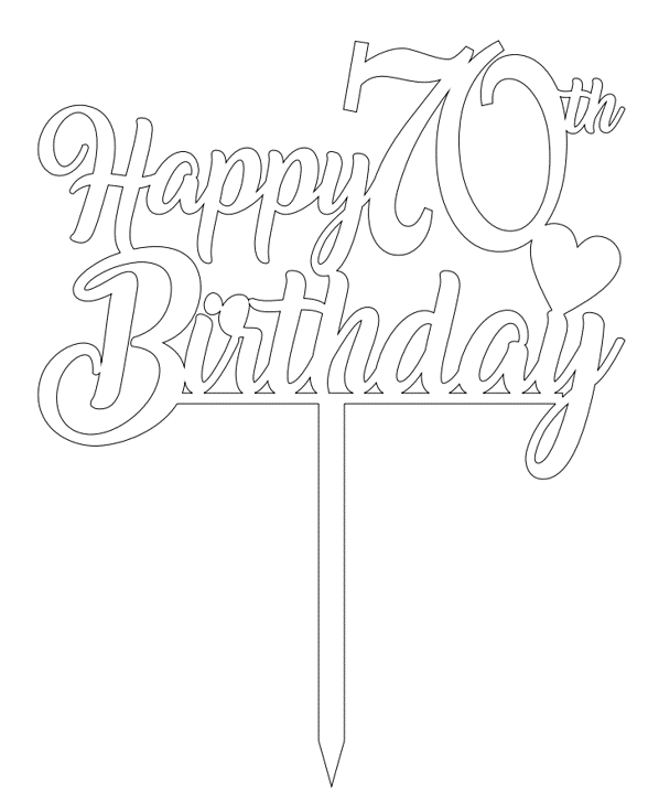 Cake topper happy 70th birthday silver SOLD OUT - TM-4205 - Tasty Me