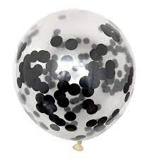 Clear Confetti Balloon 12″ – Black (Long Float) | Go Personal