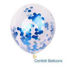 Clear Confetti Balloon 12″ – Blue (Long Float)